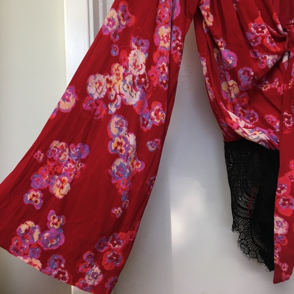 EUC Free People Forties Feels Floral Bell Sleeve Lace Bodysuit - Picture 6 of 11